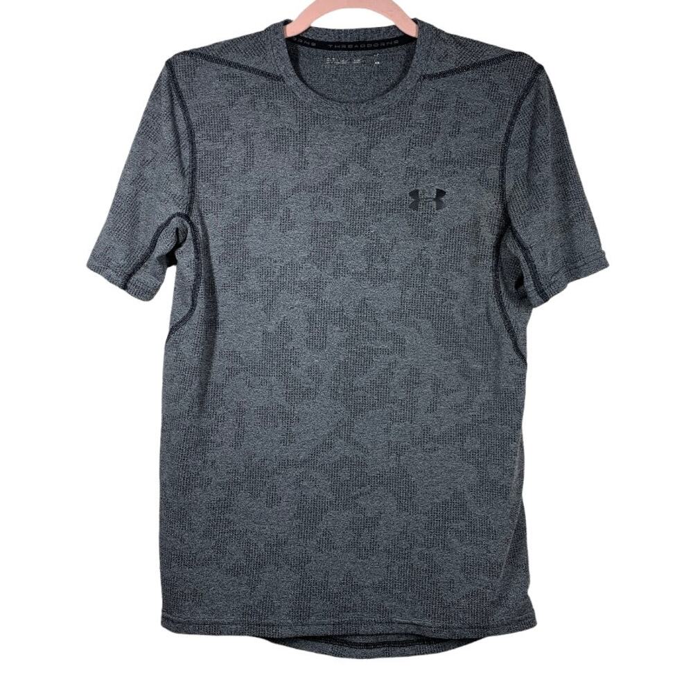 UNDER ARMOUR Gray Black Short Sleeve Athletic Top Small
